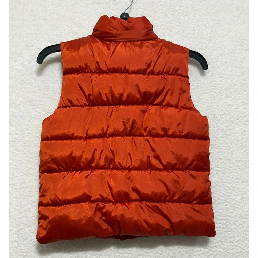ZARA BOYS Orange Puffer Vest Quilted‎ Padded Hooded Zip Up Pockets Size M